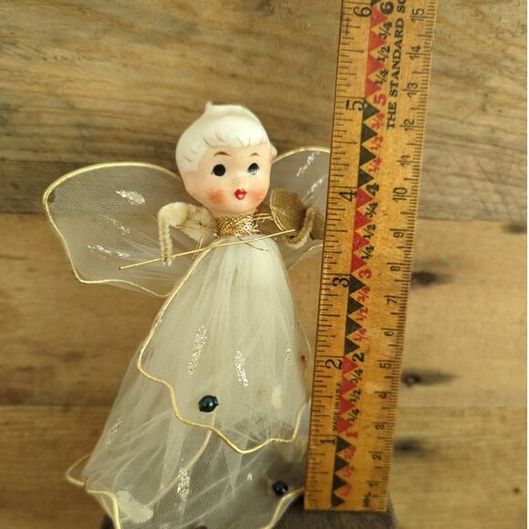 Vintage 1950s Kitschy Holt-Howard Tulle Porcelain Angel Playing Violin - Picture 10 of 10
